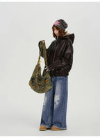 ボア×フェイクレザージャケット    OL1903