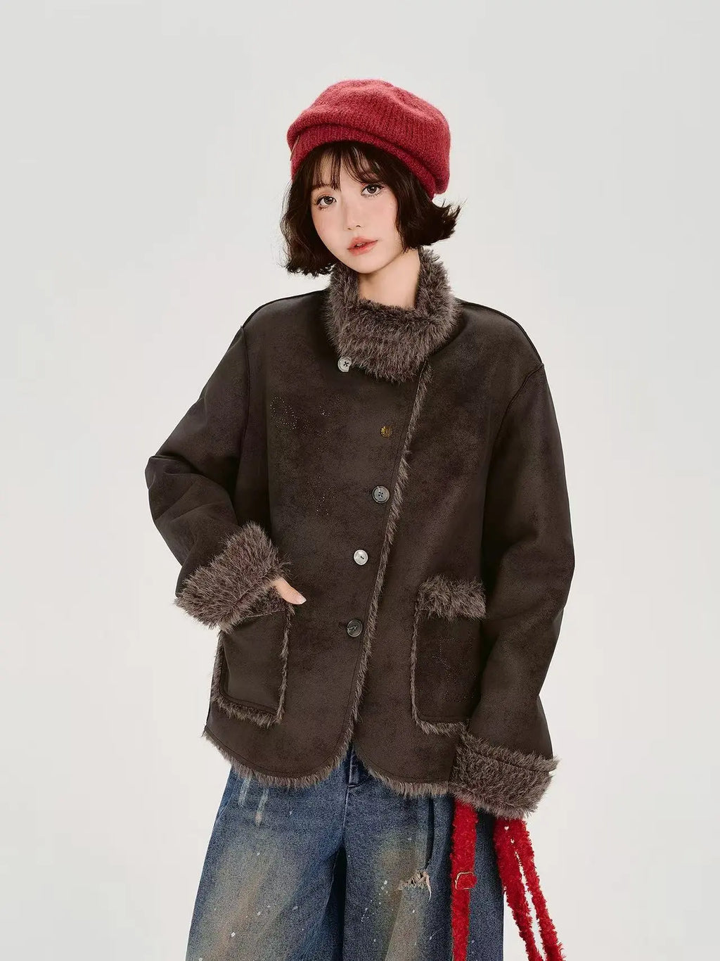 フェイクスエードボアジャケット    OL1904