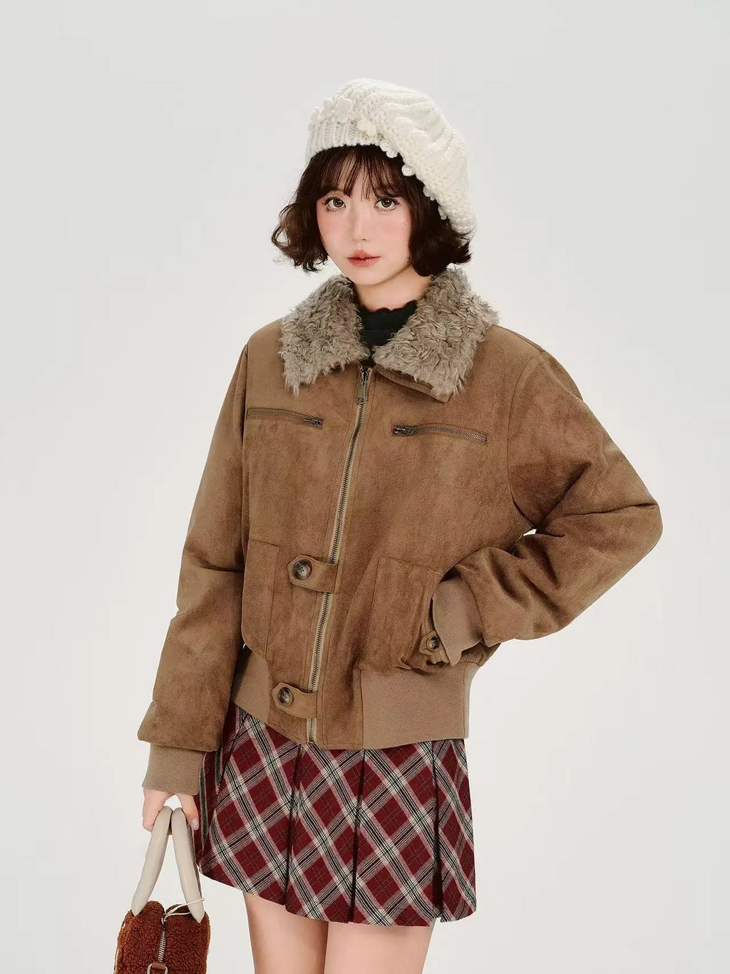 フェイクファー襟ジャケット    OL1906