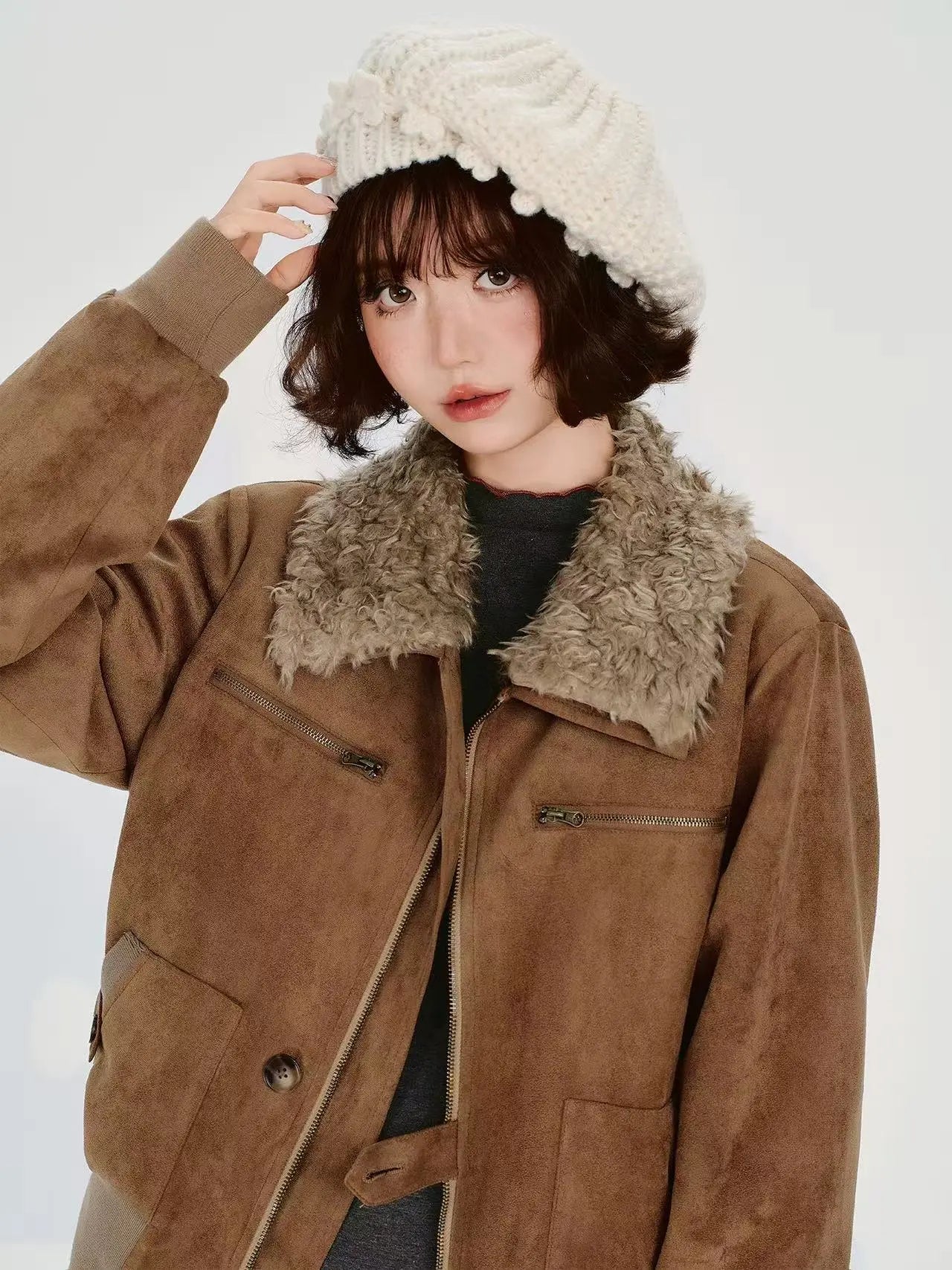 フェイクファー襟ジャケット    OL1906