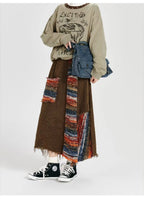 彩砂×レトロ切替 ミドル丈不規則スカート    OL1910