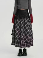 Double Layer Check A-Line Skirt    OL1911