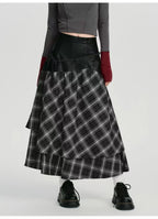 ダブルレイヤーチェックスカート デザインAライン    OL1911