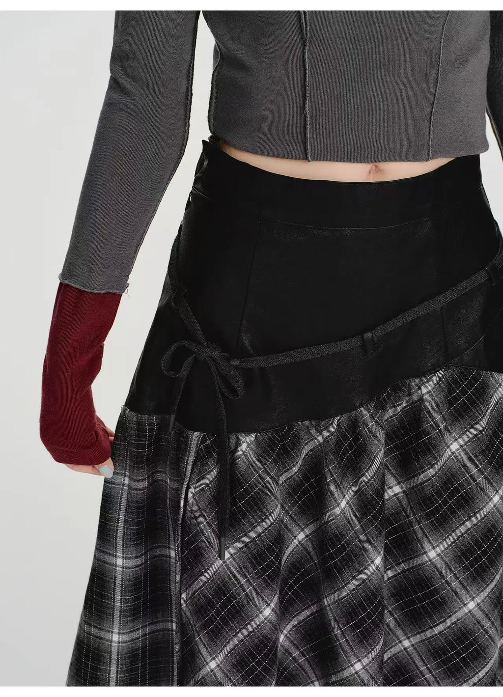 Double Layer Check A-Line Skirt    OL1911