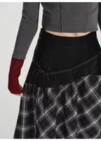 Double Layer Check A-Line Skirt    OL1911