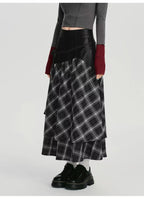 Double Layer Check A-Line Skirt    OL1911