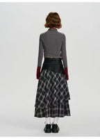 Double Layer Check A-Line Skirt    OL1911