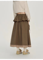 Check Pattern Layered Midi Skirt    OL1912