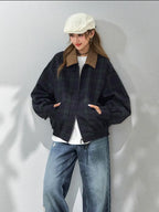 コーデュロイ×チェックショートジャケット    OL1914