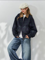 Corduroy × Check Short Jacket    OL1914