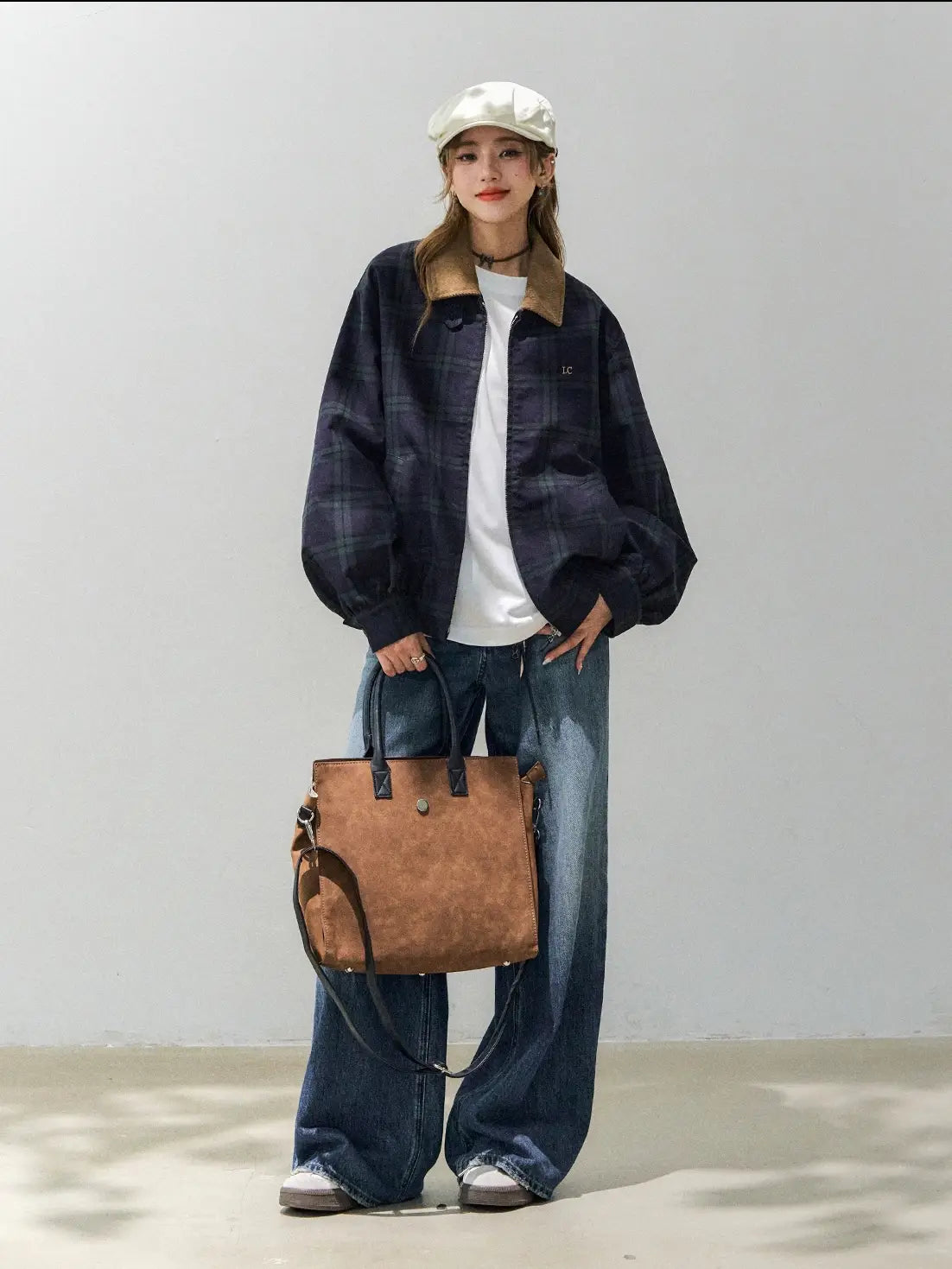 Corduroy × Check Short Jacket    OL1914