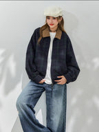 Corduroy × Check Short Jacket    OL1914