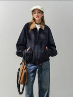 Corduroy × Check Short Jacket    OL1914