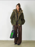 Volume Faux Fur Hooded Parka Coat    OL1915