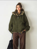 Volume Faux Fur Hooded Parka Coat    OL1915