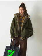 Volume Faux Fur Hooded Parka Coat    OL1915