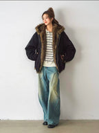 Volume Faux Fur Hooded Parka Coat    OL1915