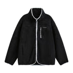 Stand Collar Contrast Fleece Jacket   OL1916