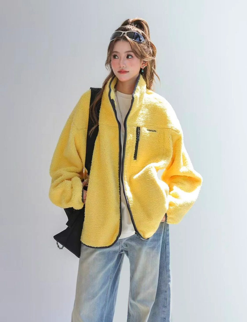 スタンドカラー切り替えフリースジャケット    OL1916