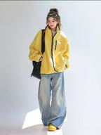 スタンドカラー切り替えフリースジャケット    OL1916