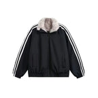 Fur Trim Triple-Stripe Padded Jacket    OL1917