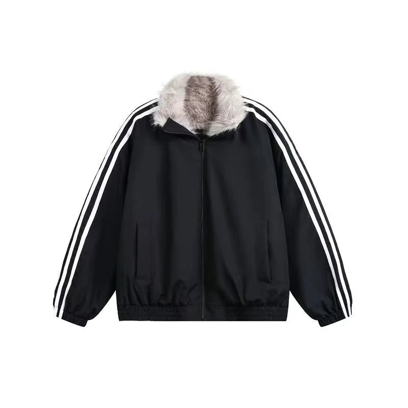 Fur Trim Triple-Stripe Padded Jacket    OL1917
