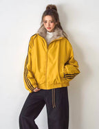 ファー付き三本ライン中綿ジャケット    OL1917