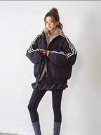 Fur Trim Triple-Stripe Padded Jacket    OL1917