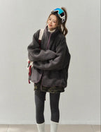Color Block Stand Collar Boa Fleece Jacket    OL1918