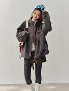 Color Block Stand Collar Boa Fleece Jacket    OL1918