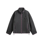 Color Block Stand Collar Boa Fleece Jacket    OL1918