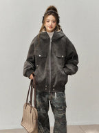 Faux Leather Jacket with Boa Lining    OL1920