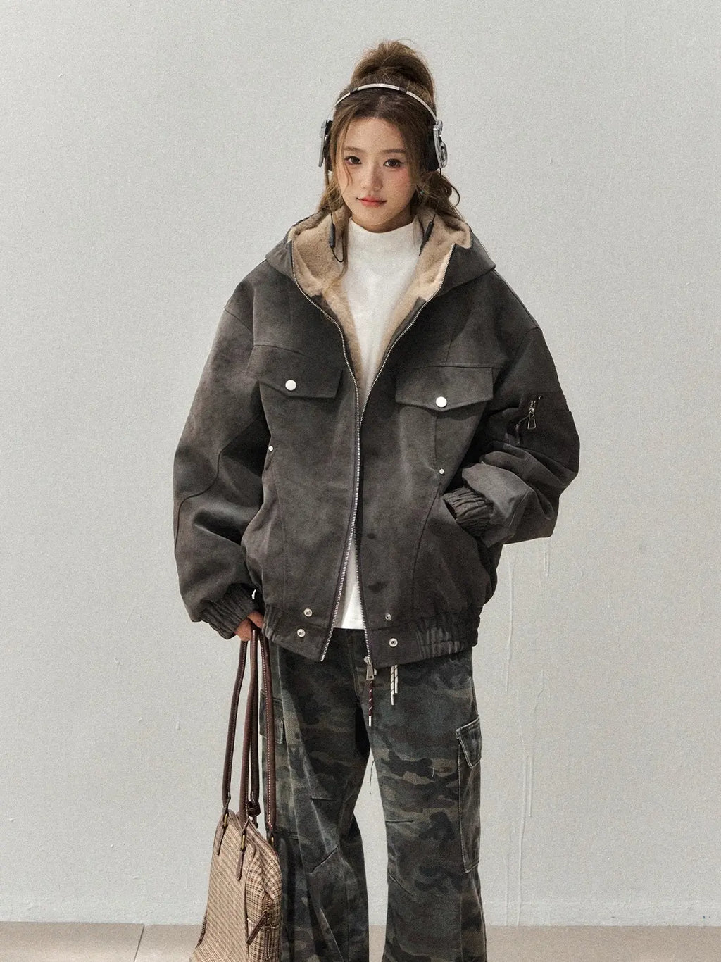 ボア裏地フェイクレザージャケット    OL1920