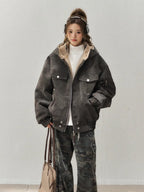 ボア裏地フェイクレザージャケット    OL1920