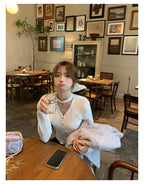 Relaxed Halter V-Neck Knit    OL1921