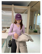 Relaxed Halter V-Neck Knit    OL1921