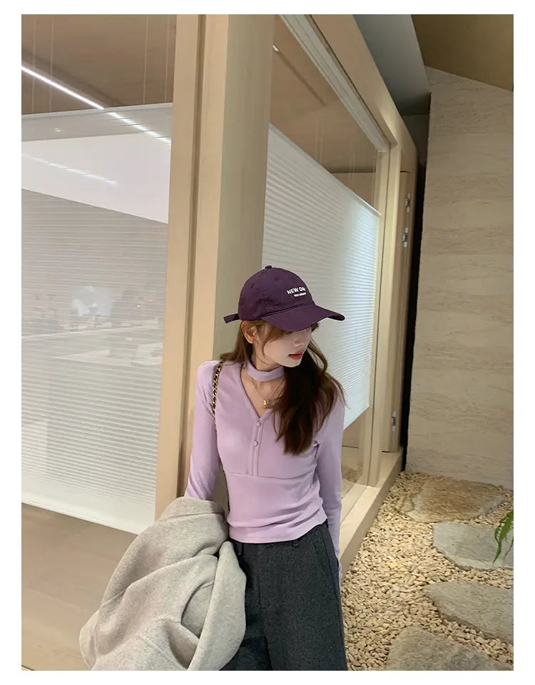 抜け感ホルターVネックニット    OL1921