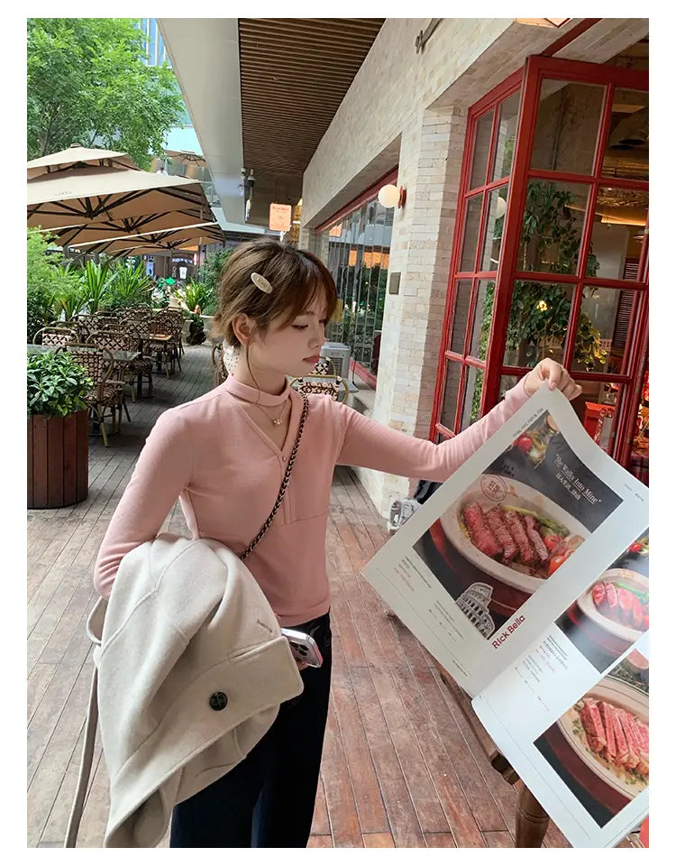 抜け感ホルターVネックニット    OL1921