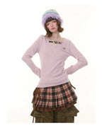 Leopard Accent Ribbed Top    OL1922