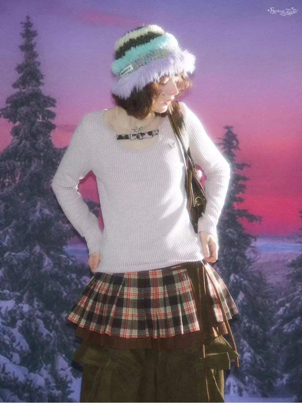 Leopard Accent Ribbed Top    OL1922