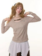 レオパードアクセント デザインリブトップス    OL1922