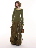 Faux Fur Trim Slim Rib Top    OL1923