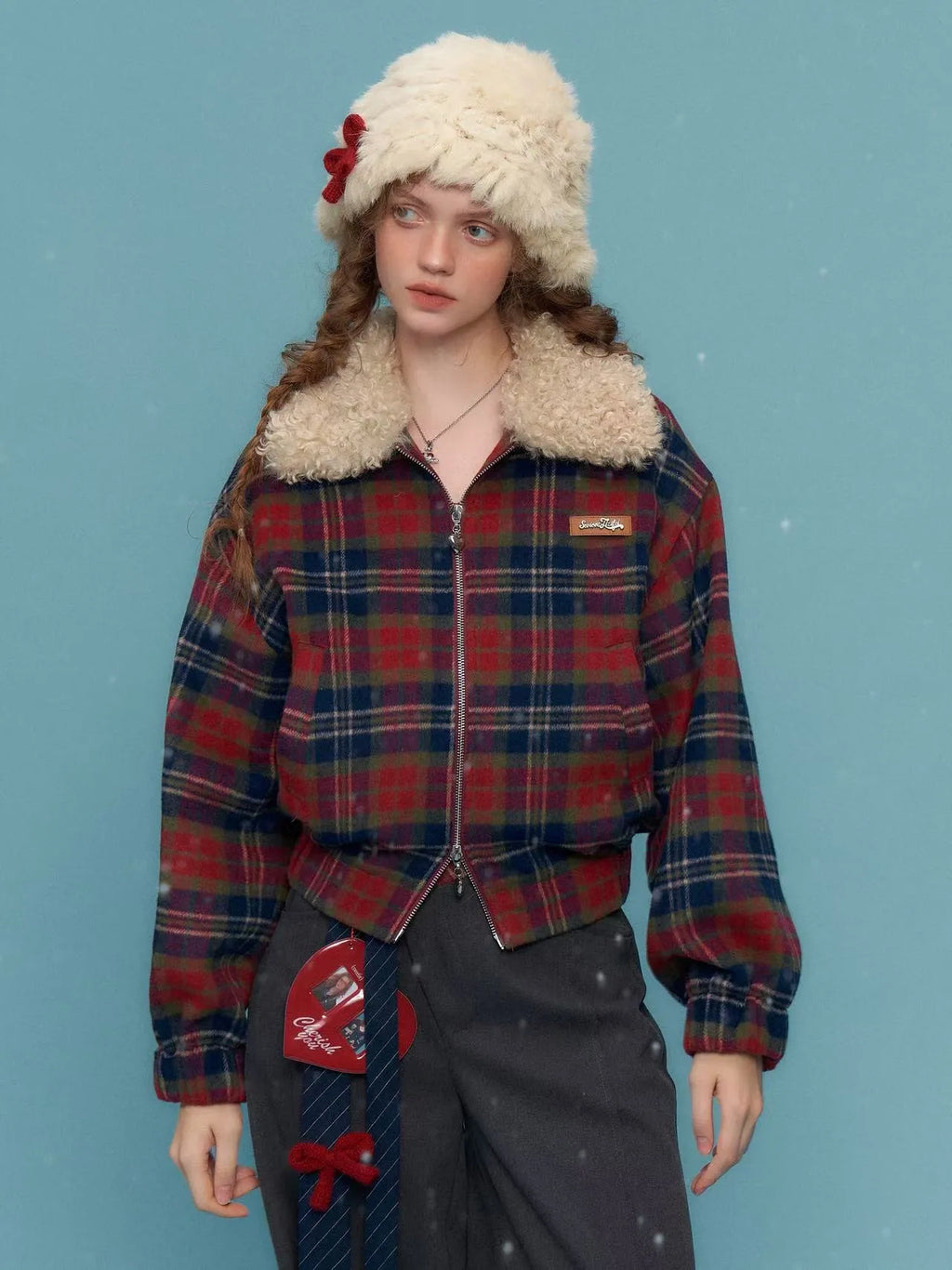 Retro Red & Blue Check Short Jacket    OL1925