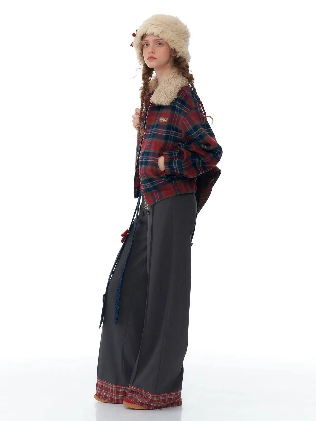 Retro Red & Blue Check Short Jacket    OL1925