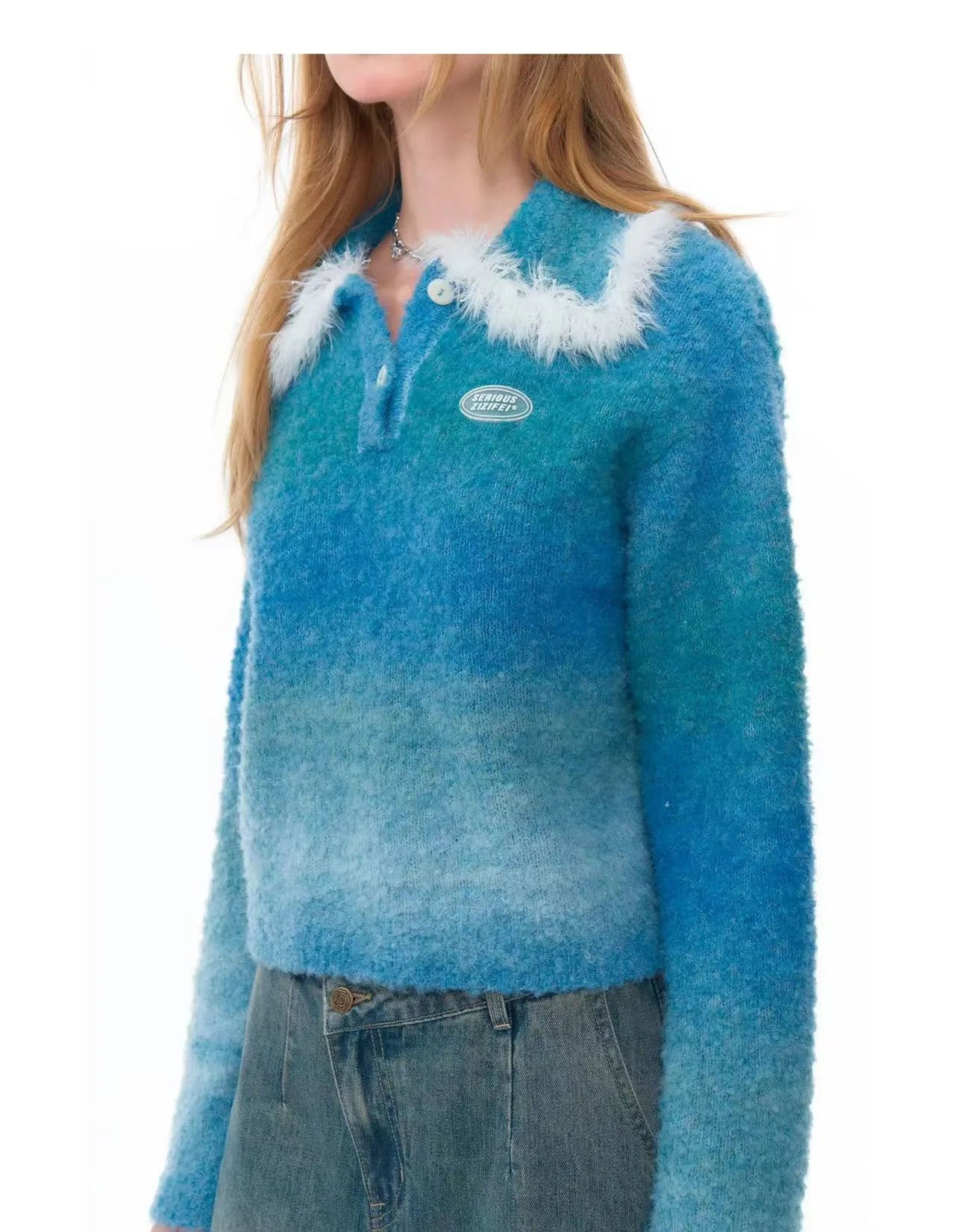 Fluffy Gradient Polo Knit    OL1926