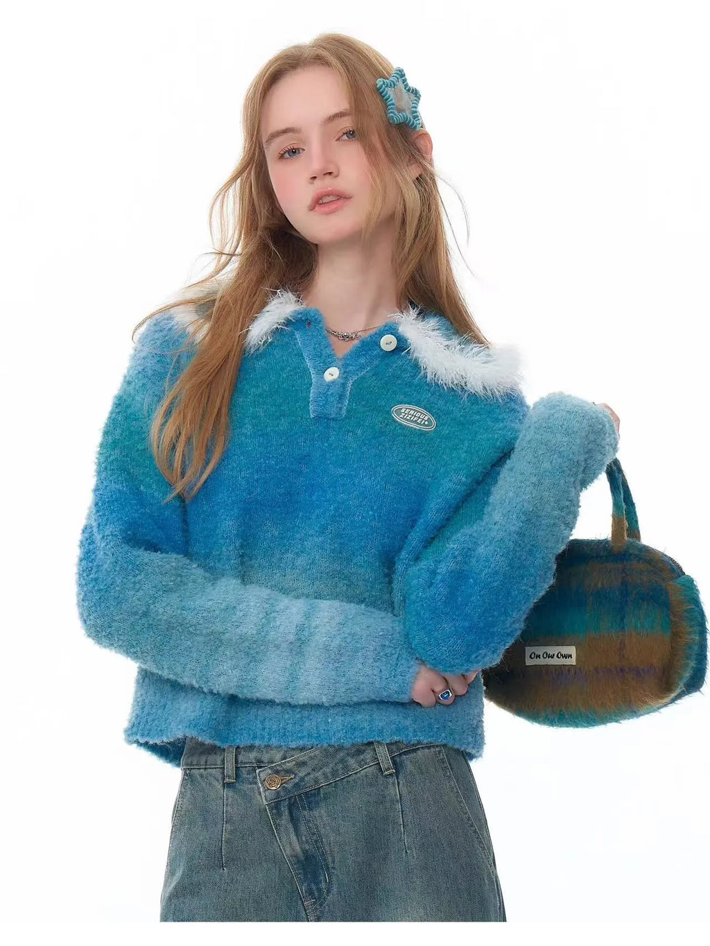 Fluffy Gradient Polo Knit    OL1926