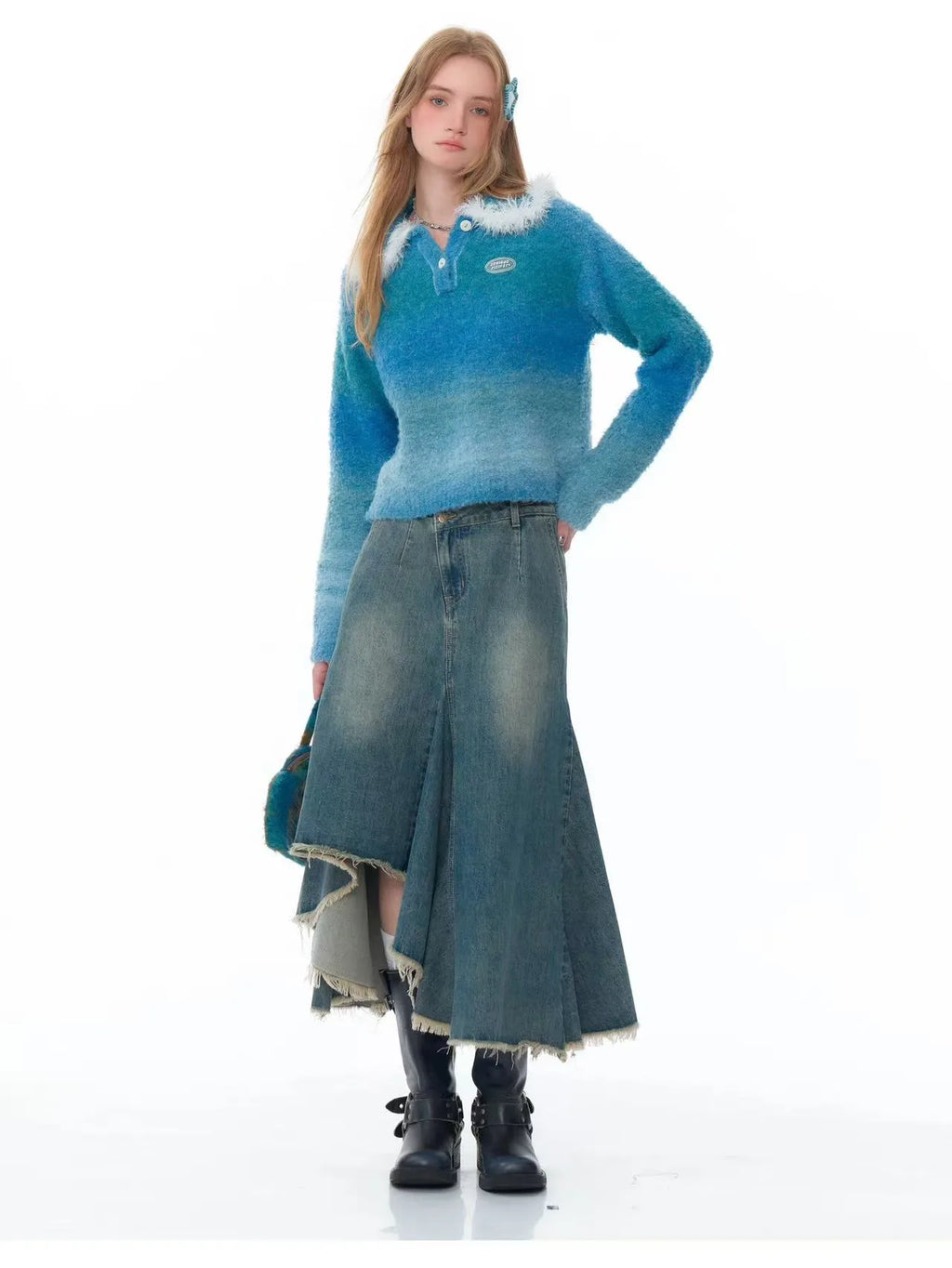 Fluffy Gradient Polo Knit    OL1926