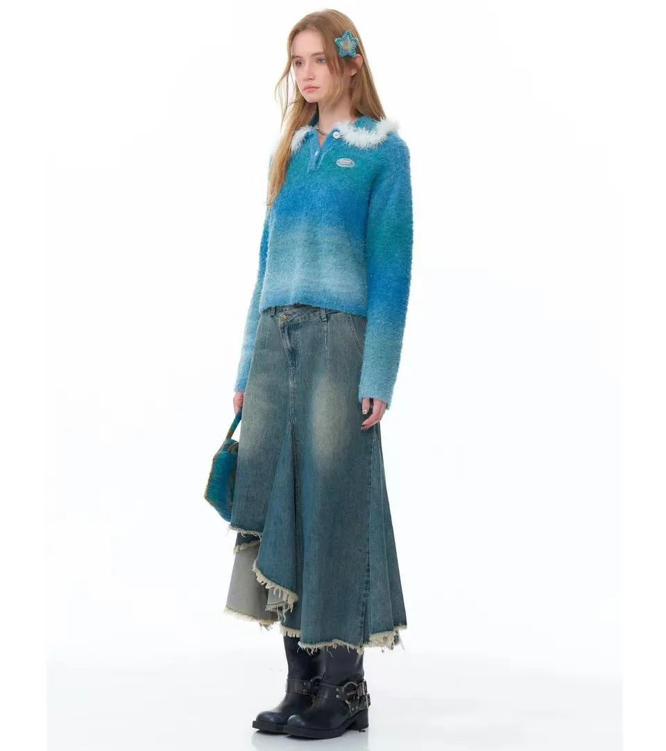 Fluffy Gradient Polo Knit    OL1926