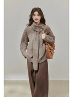 Soft V-Neck Knit with Scarf    OL1929