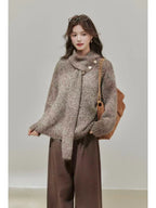 Soft V-Neck Knit with Scarf    OL1929